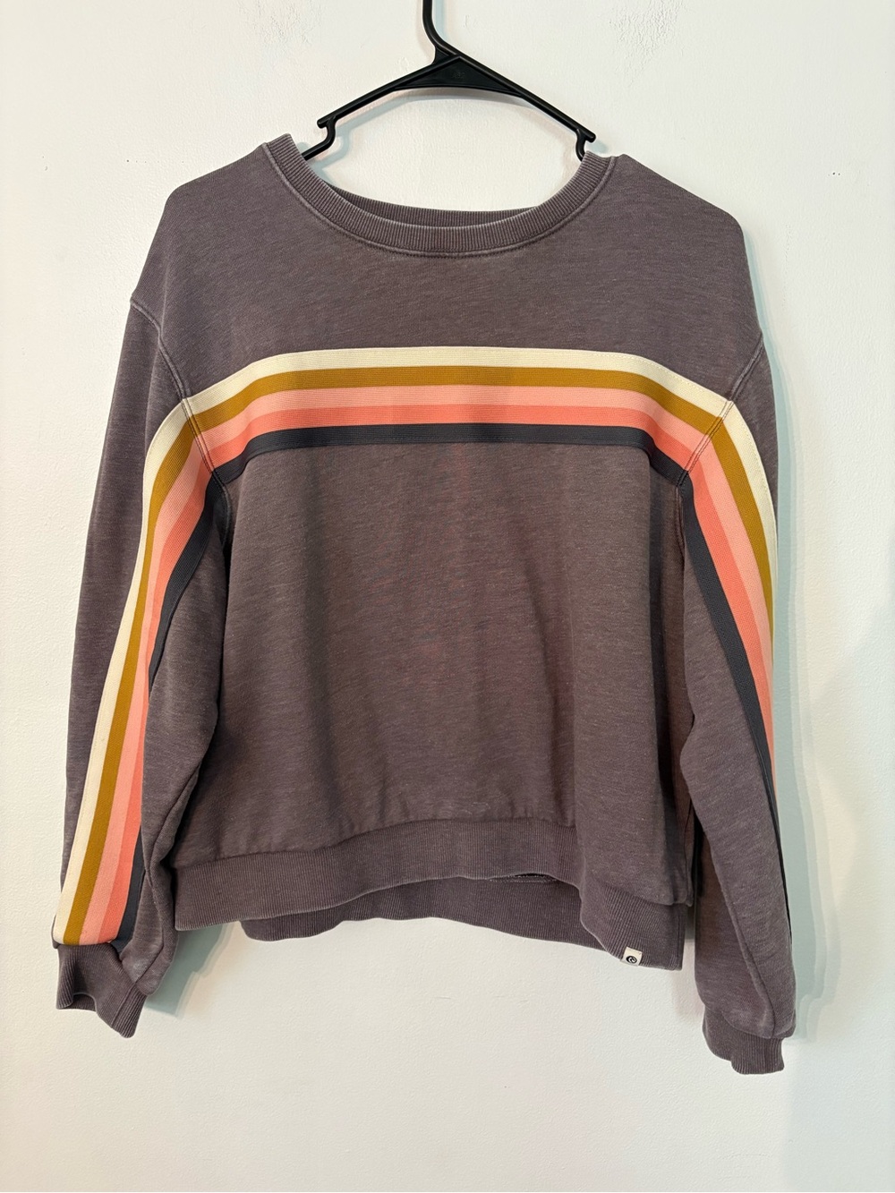 Rip Curl Gray Crewneck Sweatshirt with Multicolor Stripes